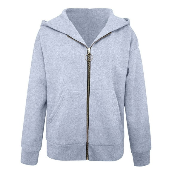 Zip Up Hoodie Women Cropped Hoodie Casual Sporty Look Women's Sports Pocket Zipper Solid Color Irregular Casual Hoodie Front And Back Sweater Top Coat