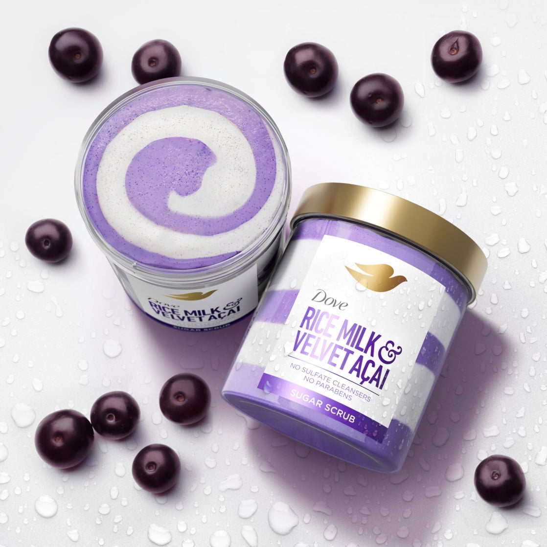 Dove Body Scrub Velvet Acai & Rice Milk, 15 oz
