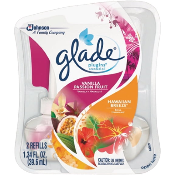 Glade 70498 Tropical Scents PlugIns Scented Oil Refills 2 Count