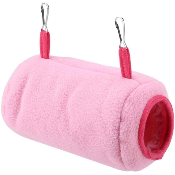 Hammock Toy Tunnel Velor Warm Bird Parrot Hamster for Winter Plush Fluffy Tunnel Bird Nest Pink