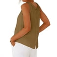 thumbnail image 4 of WHEANG Womens Solid Color Cotton Linen Sleeveless Top Back Button Reversible Blouse Summer Tank Tops Pleated Crewneck Casual Loose Blouses Business Work Shirts Size XL Yellow, 4 of 4