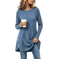 thumbnail image 6 of Women's Ribbed Knit Crewneck Tunic Tops Fall Long Sleeve Button Detail Fashion Lightweight Sweater S-XXL, 6 of 6