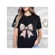 thumbnail image 1 of Camiseta estampada 100 % algodón para mujer, de manga corta y cuello redondo, para uso diario informal, 1 pieza, camiseta de ocio., 1 of 7