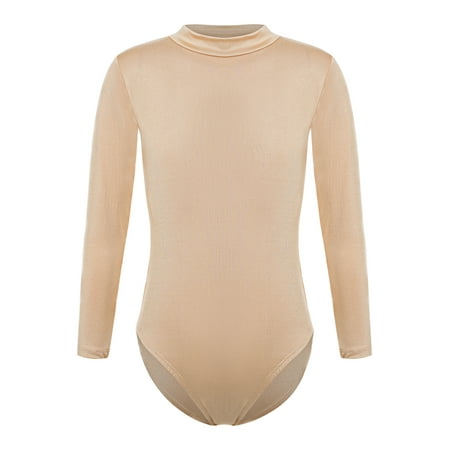 Haitryli Kids Girls Ballet Dance Leotard Fleece Lined Bodysuit Training Short Jumpsuit Turtleneck Biketard Mock Neck 11-12