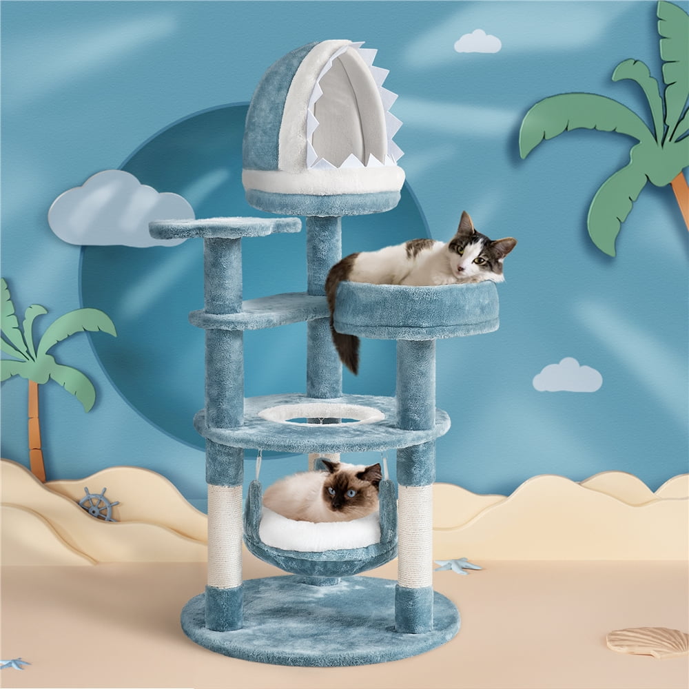 Alden Design 45.5″H Ocean-themed Cat Tree Multi-Level Cat Climbing Tree Cat Tower