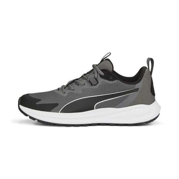 PUMA Men's Twitch Runner Trail Sneaker, Castlerock Black White