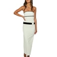 thumbnail image 2 of Biekopu Women's Summer Strapless Long Dress,Sleeveless Contrast Color Belted Bodycon Dress Evening Gown, 2 of 6
