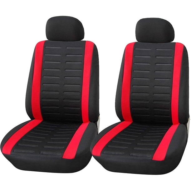 Fundas universales para asientos delanteros de coche, color negro y gris | Fundas universales para asientos de coche (conductor y pasajero) | Accesorios de interior (rojo)