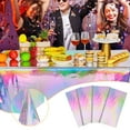 thumbnail image 3 of Vikakiooze Iridescence Plastic Tablecloths,Disposable Tablecloth Holographic Foil Rectangle Table Covers Birthday Disco Bridal Wedding Rainbow Iridescent Party Decorations, 3 of 8