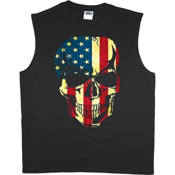 American flag skull t-shirt sleeveless t-shirt muscle tee for men