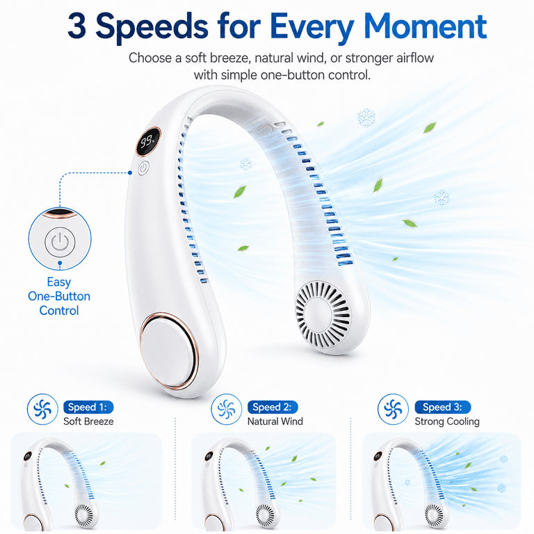 Portable Bladeless Neck Fan Rechargeable Type-C photo 7