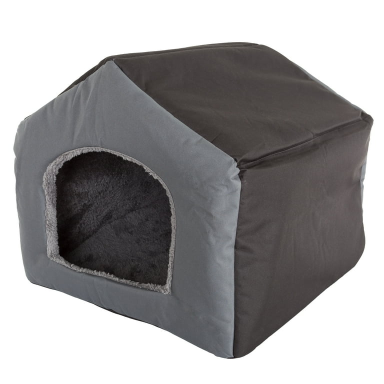 PETMAKER Small Indoor Pet House with Removable Sherpa Pad Gray