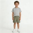 thumbnail image 6 of ITSAME Boys Girls Cargo Shorts, Loose Fit Cotton Linen Elastic Waist Kids Casual Fashion Shorts with Pockets Green Size 1T, 6 of 9