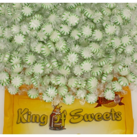 Columbian Starlight Spearmint Mints 5 Pounds Bag Green & White Center, Individually Wrapped Fresh in a King of Sweets Bag