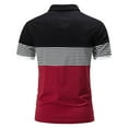 thumbnail image 4 of RYRJJ Mens Casual Regular Fit Polo Shirts Short Sleeve Contrast Color Stitching Stripe Summer Trendy Cotton T-Shirts(Wine,S), 4 of 9