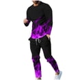 thumbnail image 3 of UVEASISHA Mens Flame Print Sweatsuit Long Sleeve Crewneck Tracksuit Outfit Pullover Sweatshirt and Sweatpant Sets Big and Tall Men's Casual Jogging Suits Prime Sales, 3 of 8