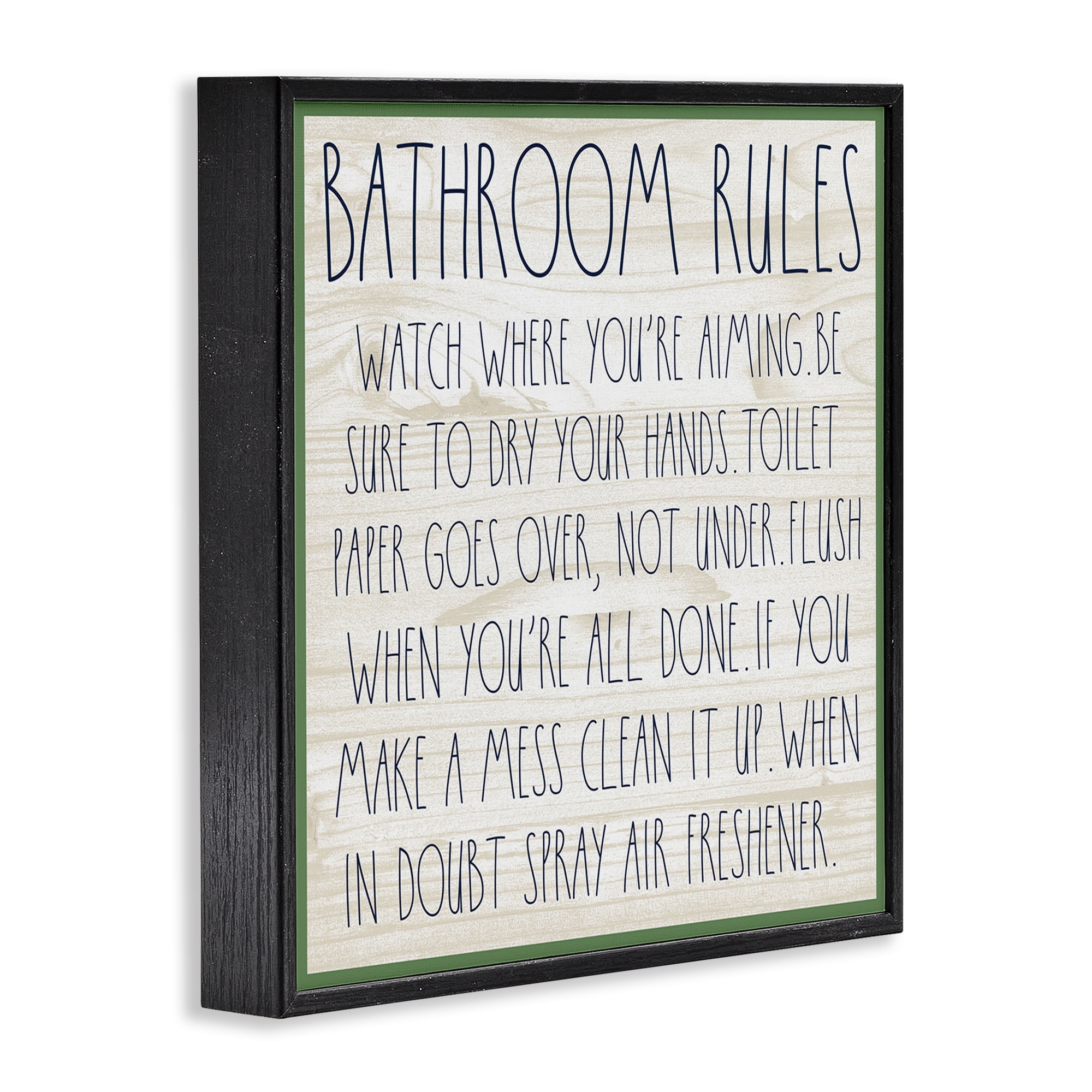 Stupell Industries Rustic Chic Bathroom Typography Painting Black Framed Art Print Wall Art, 17 x 17