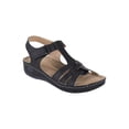 thumbnail image 3 of Sandalias confort con tacón corrido bajo y correa de fácil ajuste unicolor para mujer, 3 of 5