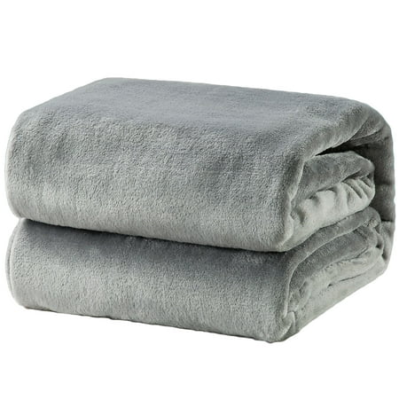 Luxury Flannel Fleece Blanket Twin Size Gray Lightweight Warm Plush Microfiber Blanket by (Best Way To Wash Blankets)