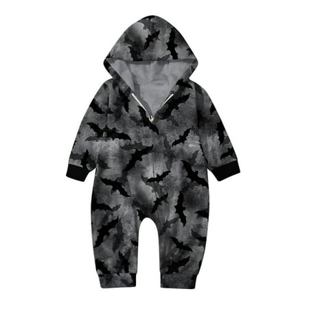 

Family Matching Outfits Baby Boy Matching Parent Child Clothing Family Halloween Festival Pajamas Set Printed Hooded Jumpsuit Pajamas Zipper Jumpsuit Home Clothes (Baby) Black Size 18M