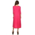 thumbnail image 4 of Women's Relaxed Fit 3/4 Sleeve Round Neck Jersey Knit A-Line Solid Maxi Dress, 4 of 4