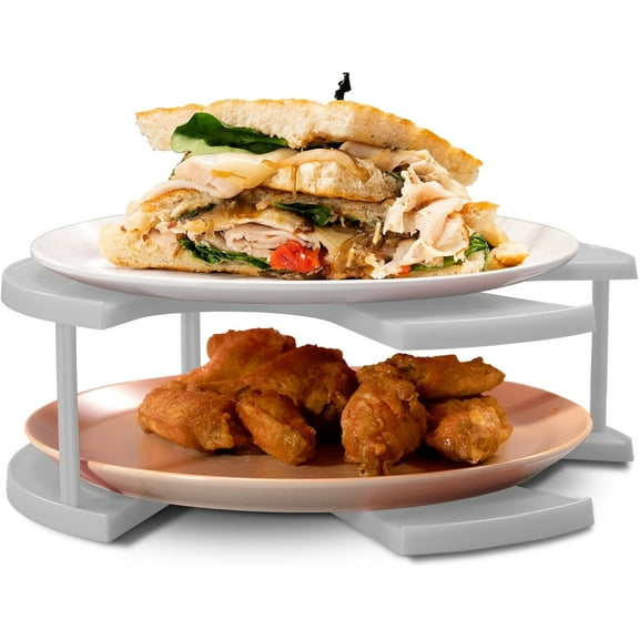 DoubleWave 2-Tiered Microwave Plate Stacker, Evenly Heats Two Plates, Standard Size (Neutral)