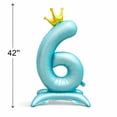 thumbnail image 4 of 42” Standing Crown Number 6 Balloon, Large Blue Foil Balloon for Birthday Party Decorations, 4 of 7