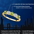 thumbnail image 2 of Gem Stone King 18K Yellow Gold Plated Silver Green Peridot and E - F Lab Grown Diamond Wedding-Bands Ring for Women | 1.44 Cttw | Round 4MM | Gemstone August Birthstone | Size 8, 2 of 6