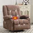 thumbnail image 5 of JONPONY Oversize Recliner Chair, Swivel Rocker Recliner Chair for Adults, Upholstered Manual Recliner with Side Pockets,Massage Swivel Rocker Recliner Chair for Living Room, Brown, 5 of 15