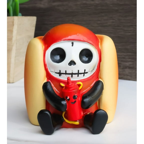 Furrybones Frank The Wiener Hotdog Bun With Ketchup Bottle Furry Bone Figurine