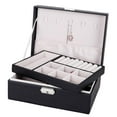 thumbnail image 2 of S SERENABLE 1pc Jewelry Box Organizer Display Dual Layer Case for Earrings w/ Lock Black, 2 of 2