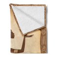 thumbnail image 2 of African Soft Flannel Fleece Throw Blanket, Folk Art Element Frame Native Lady Hand Gesture Antique, Cozy Plush for Indoor and Outdoor Use, 60" x 80", Brown Pale Brown, by Ambesonne, 2 of 5