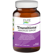 Transitions Natural Menopause Support Supplement - Helps with Hot Flashes, Mood Swings, Night Sweats by Pure Essence - 60 Capsules