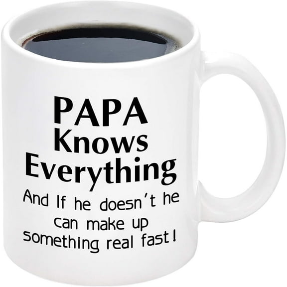 Gifts for Papa - Papa Knows Everything Mugs, Dad Gifts, Mugs Gifts for Papa, Birthday Gifts, Futtumy White 11 fl oz Coffee Mugs Ceramic Mug Tea Cup
