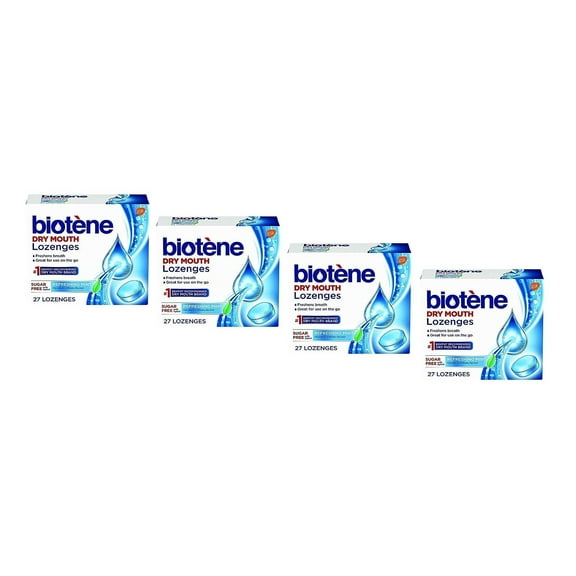 Biotene Dry Mouth Lozenges for Breath 27 count, Reing Mint. (Pack of 4)