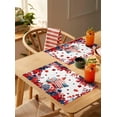thumbnail image 4 of 4th Of July Placemats Set of 4, Washable Woven Burlap Cloth Fabric Placemat for Square/Rectangle/Round/Oval Dining Table, Easy Clean Place Mats for Toddlers, Kids Gnomes Spring Summer Floral Red White, 4 of 6