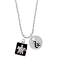 thumbnail image 1 of Delight Jewelry Silvertone Turtle on Black Frame Silvertone Script Initial Disc - & - Charm Necklace, 20"+3", 1 of 4