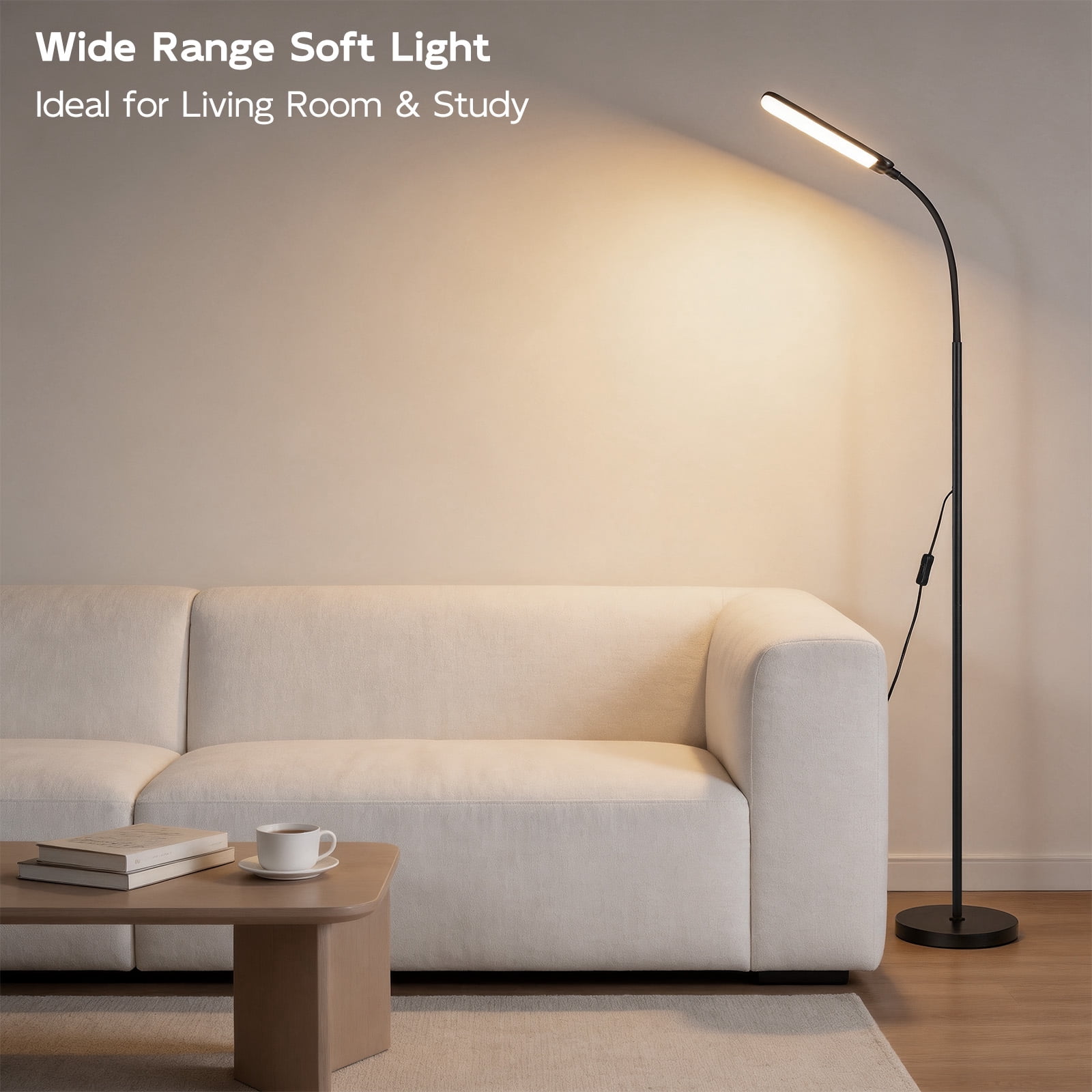 Reading Floor Lamp with Remote, Bright 18W Floor Lamps for Living Room with 1H Timer, Stepless Adjustable 2700K-6500K Colors & Brightness Standing Lamp with Remote & Touch Control Reading Floor Lamps