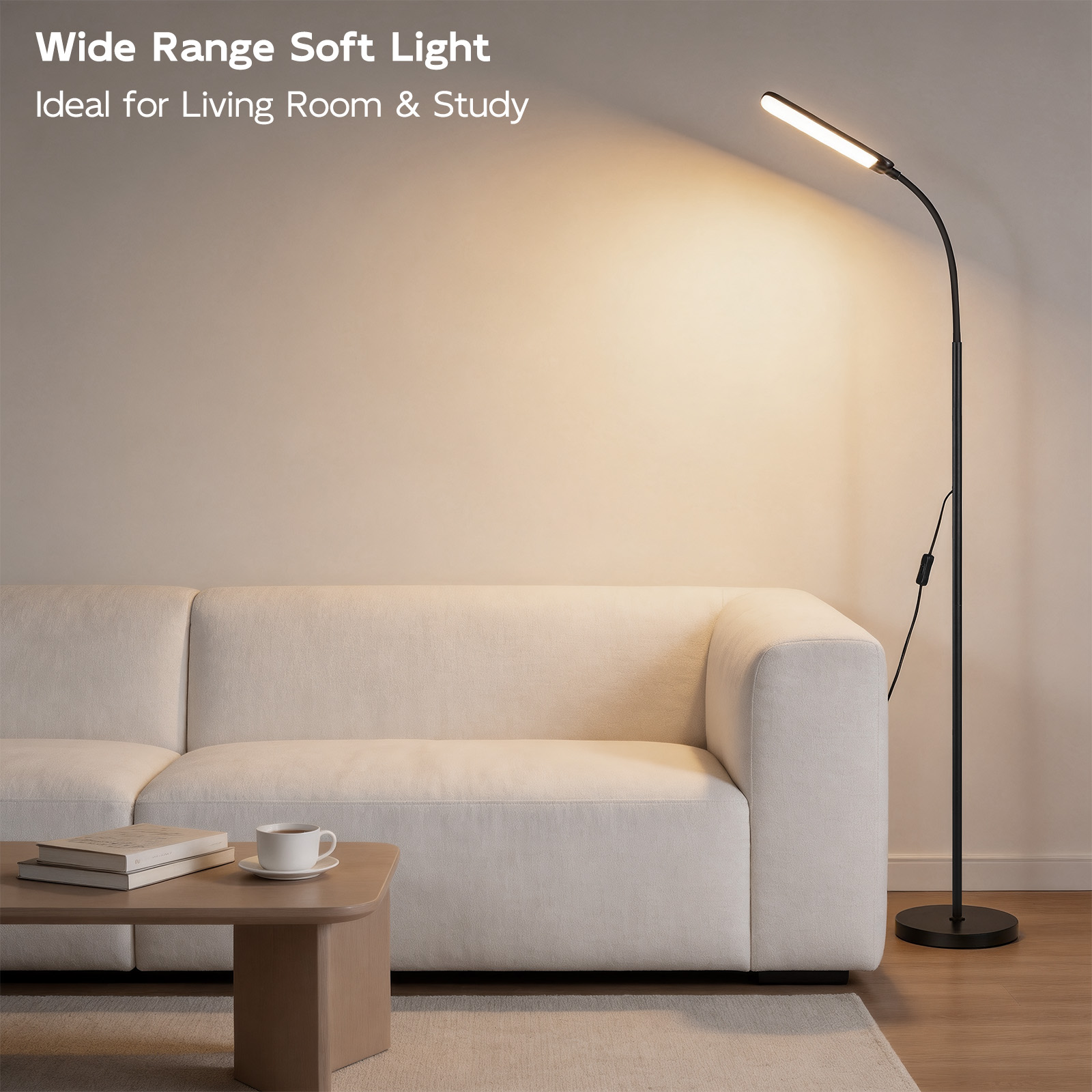 Sunmory 64" Reading Floor Lamp, Black, Remote photo 4