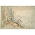 thumbnail image 2 of School of Jan Brueghel the Elder 24x18 Black Ornate Framed Double Matted Museum Art Print Titled: View in a Valley from the Edge of a Mountain Road (17th Century), 2 of 5
