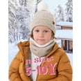 thumbnail image 5 of FZ FANTASTIC ZONE Toddler Kids Winter Hats Touchscreen Gloves Scarfs Set Pompom Beanie Caps Neck Warmer with Fleece for 5-8 Years Old Baby Girls Boys Gifts, Beige, 5 of 6