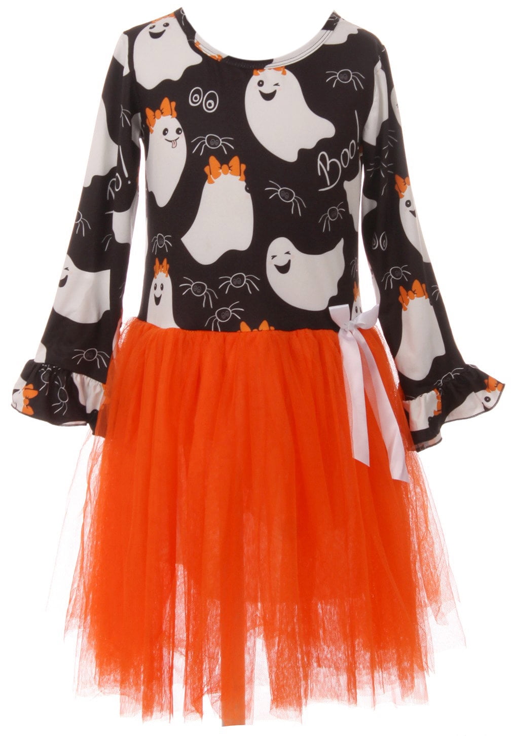 Orange Ruffled Flower Girl Dresses