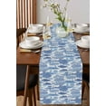 thumbnail image 4 of nqOlkjepod Blue Garden Table Runner 120 Inches Long Farmhouse Dress Scarves, Modern Art Building Trees Boat Landscape Dining Tablerunner for Coffee Table/Kitchen Island/Party Décor, 13" x 120", 4 of 8