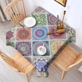 thumbnail image 2 of Multicolor Ethnic Mandala Pattern Square Tablecloth,Waterproof Square Table Cover,Wipeable Spillproof Washable Table Cover for Home Kitchen Party Decor 42"X42"(107x107cm), 2 of 6