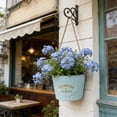 thumbnail image 4 of Naittoop Hanging Planters with Rope,Vintage Metal Iron Wall Hanging Flower Pots,Rustic Planter Bucket Herb Flower Holder for Railing Fence Balcony Deck Garden Home Decor 5.5 in Blue, 4 of 6