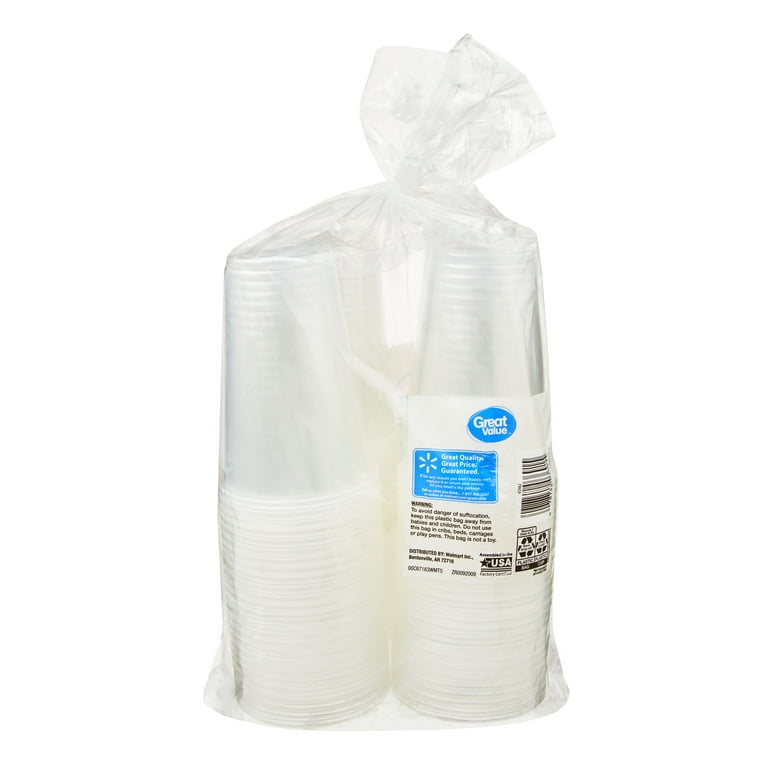 Great Value Everyday Disposable Plastic Cups, White, 3 oz, 100 count 
