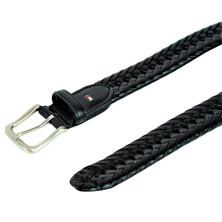 Tommy Hilfiger Men's Braided Belt Size 44 Synthetic Leather Black