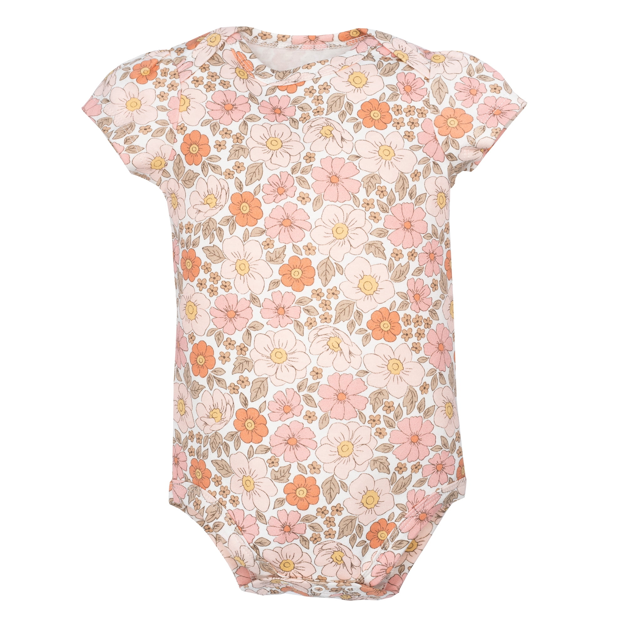 Hudson Baby Girl Cotton Bodysuits 3-Pack, Love Mommy Floral, 3-6 Months