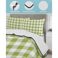 thumbnail image 4 of Quilts Twin XL Size, Green Plaid Soft Comforter Bedding Set for Bed, Gradient Geometric Buffalo White Checkered Lightweight Quilted Bedspread with Pillow Cover(2 Pieces) for All Season, 68x98 Inch, 4 of 6
