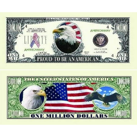 100 Proud American Eagle Million Dollar Bills with Bonus “Thanks a Million” Gift Card